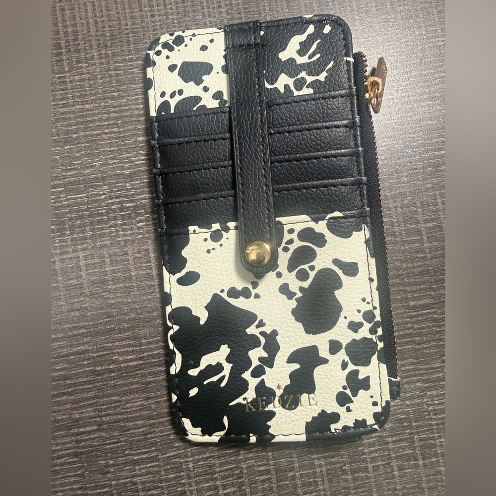 KEDZIE cow print card wallet “Deja Moo”